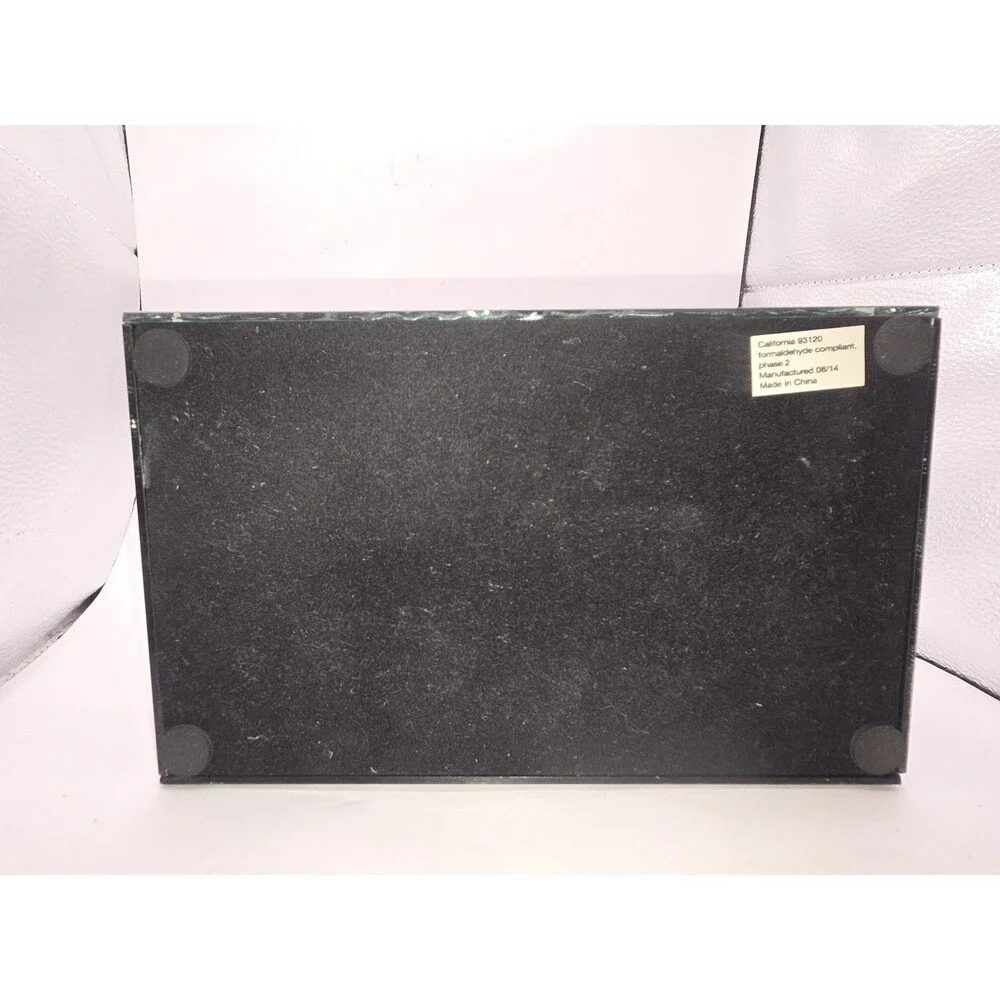 Vintage Glam Speckled Glass Trinket Box Beveled Panels Jewelry Box Silver Black